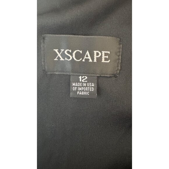 NWT XSCAPE Size 12 Animal Print Sleeveless V-Neck Dress Flounce Hem - Picture 2 of 15